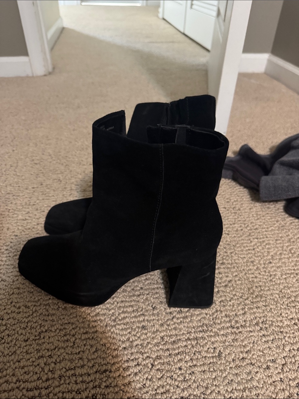 Dolce Vita Black Suede Block Heel Ankle Boots